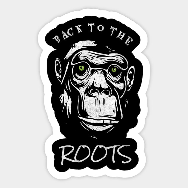Back To The Roots Monkey Primat Evolution Sticker by Foxxy Merch